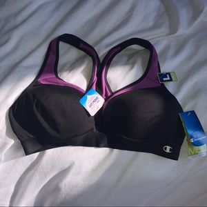 Large Champion Purple and Black Sports bra